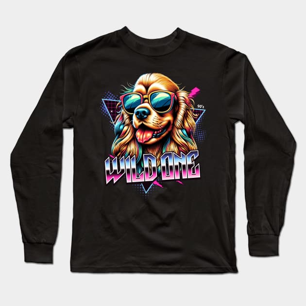 Wild One Cocker Spaniel Dog Long Sleeve T-Shirt by Miami Neon Designs